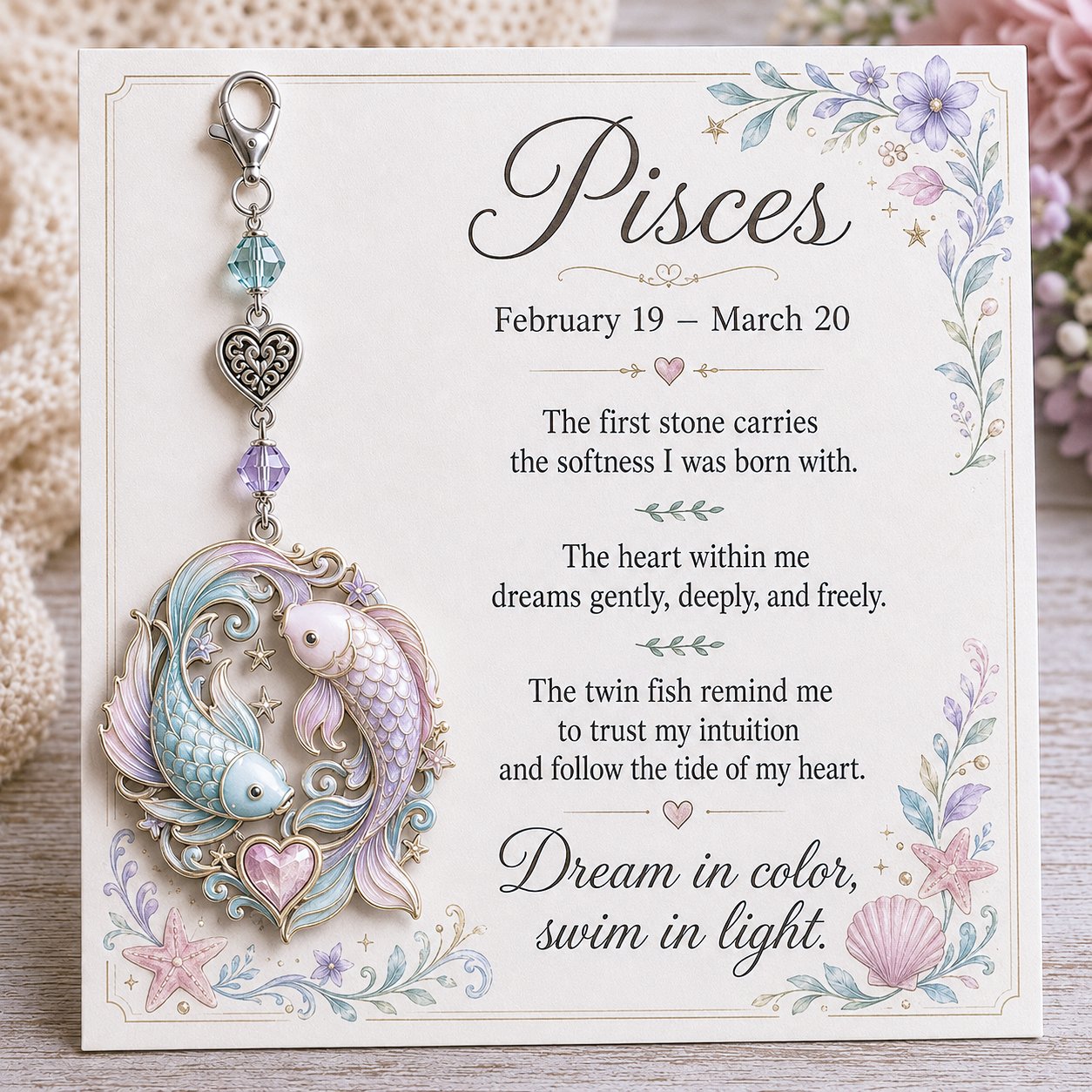 π12 Zodiac Birthstone Charm Keepsake Card