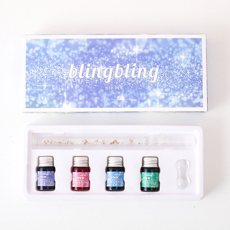 Glass pen with shimmering ink set