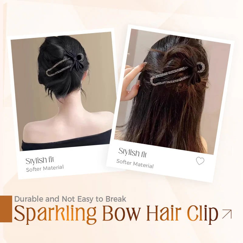 Sparkling elegant black bow hair clips