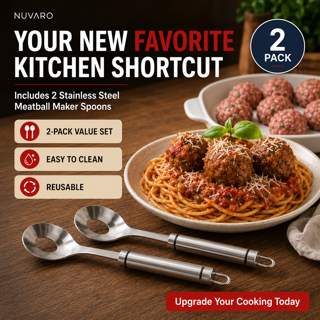 🍝🥄Stainless Steel Meatball Spoon – Make perfect meatballs without getting your hands dirty