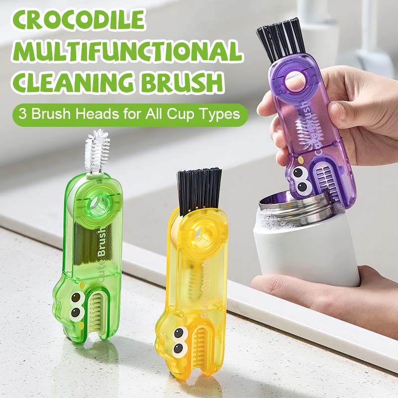 ๐ Crocodile Multifunctional Cleaning Brush โ 3 Brush Heads for All Cup Types