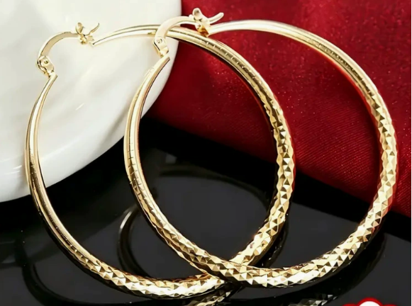 🎉BUY 1 GET 1 FREE🎁Diam🎉 BUY 1 GET 1 FREE 🎁 Diamond-Cut Hoop Earrings for Women – Elegant, Sparkling 💎ond-Cut Hoop Earrings for Women