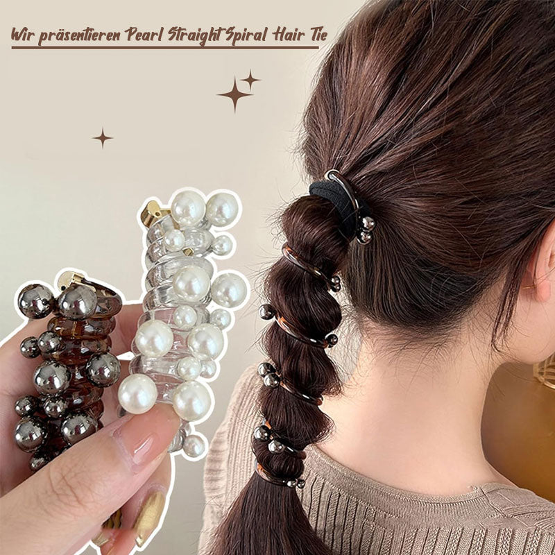 Beaded hair elastic in spiral shape