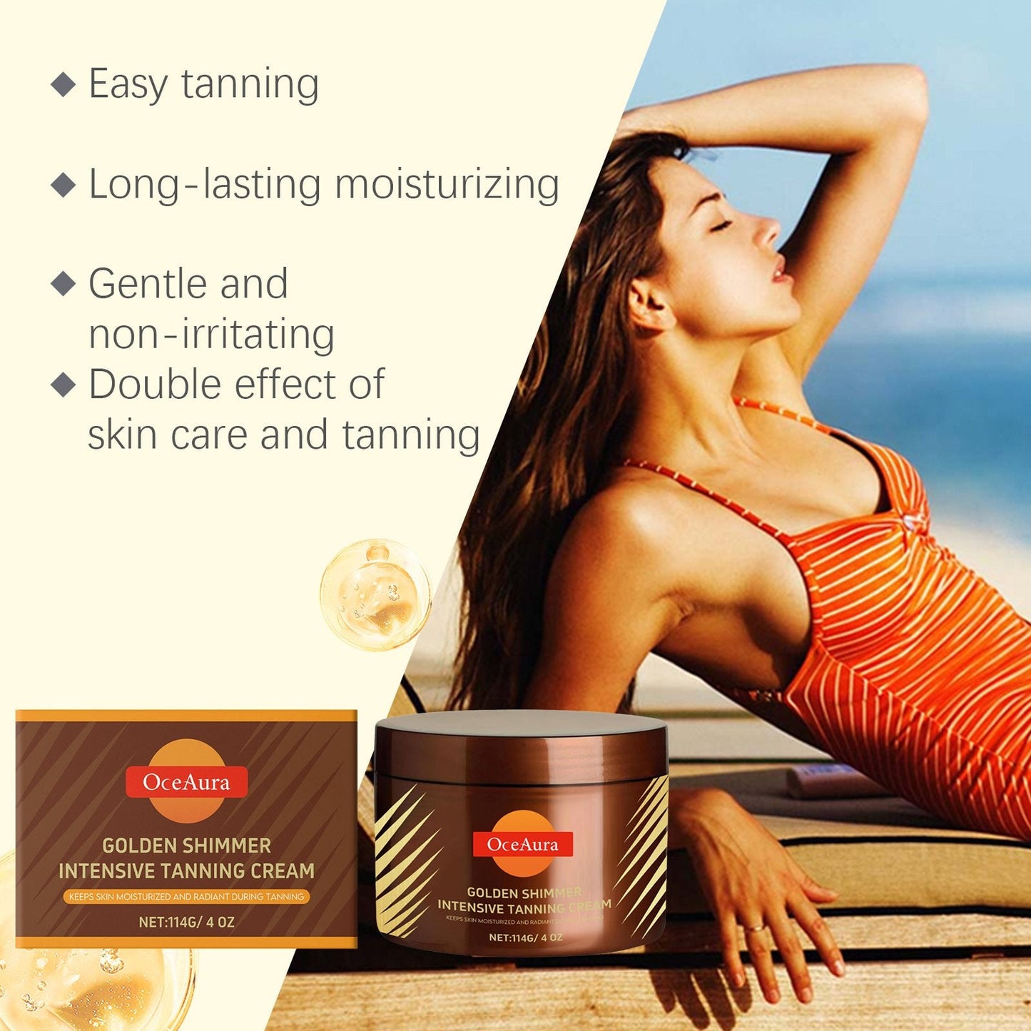 🔥Summer sale 2025 - Gold shine intensive tan without sun gel | Tan without sun accelerator💖