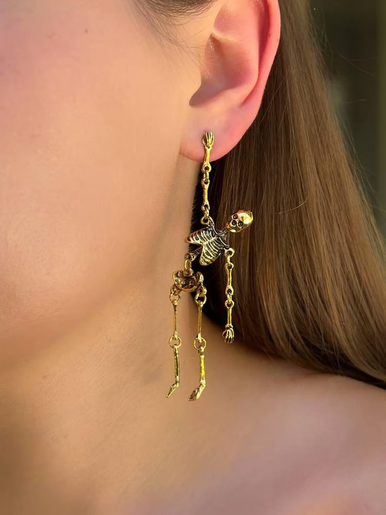 Gold Skeleton Earrings/Gold Skeleton Earrings