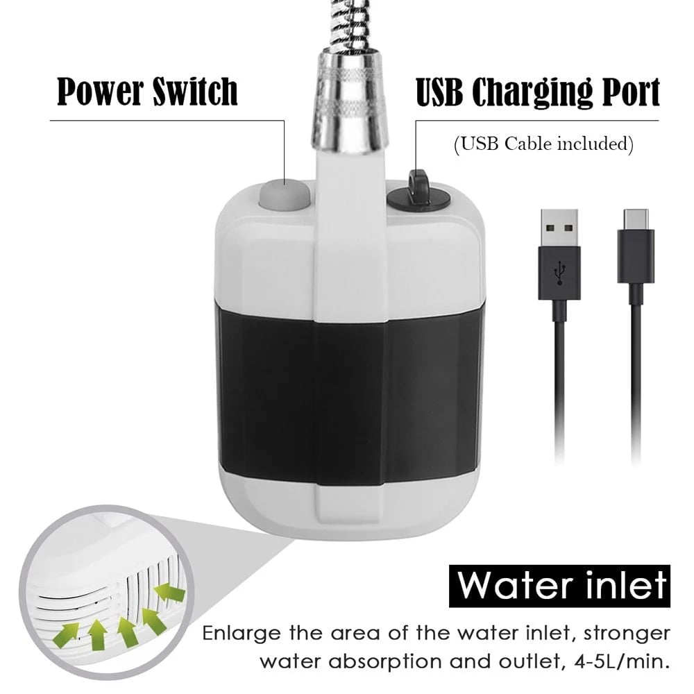 🚿 Stay fresh outdoors - Portable camping shower with adjustable flow - For easy and convenient outdoor cleaning!