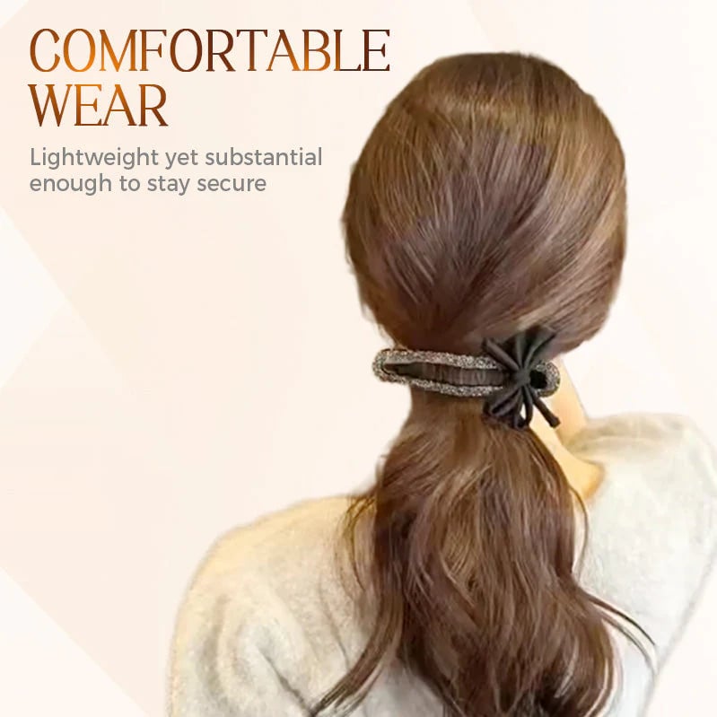 Sparkling elegant black bow hair clips
