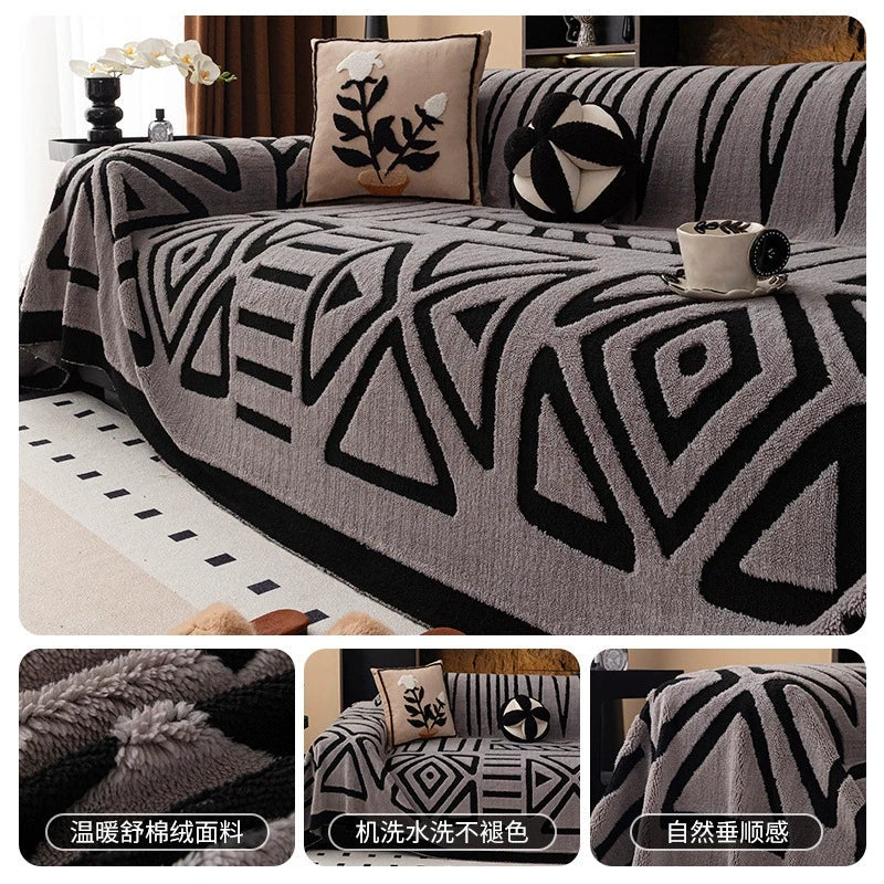 ๐๏ธ โจ Plush Sofa Throw - Extra Thick & Non-Slip Blanket with Elastic Edges ๐โ๏ธ