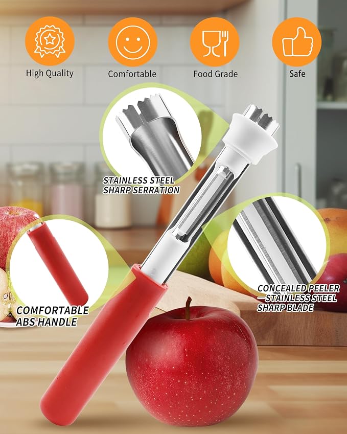π 2-in-1 Stainless Steel Apple Corer Tool: 1-Motion Fruit Core Remover! β¨