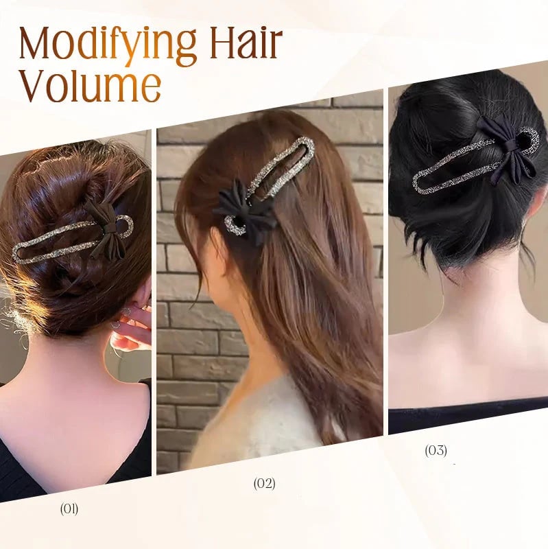 Sparkling elegant black bow hair clips