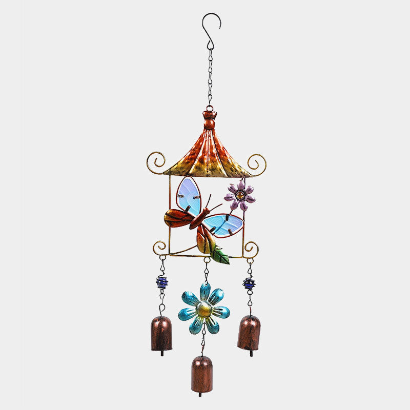 Enchanting Metal Bird & Butterfly Wind Chimes - Hand-Painted Garden & Patio Hanging Decor | Outdoor Art