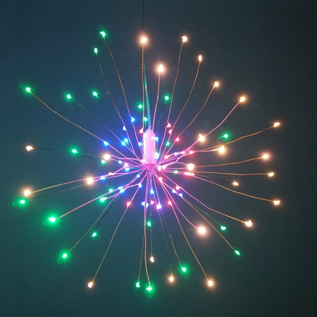 Suspended fireworks-style light decoration, smart LED copper wire string lights, 8 adjustable flashing modes, outdoor garden decoration, outdoor courtyard lighting