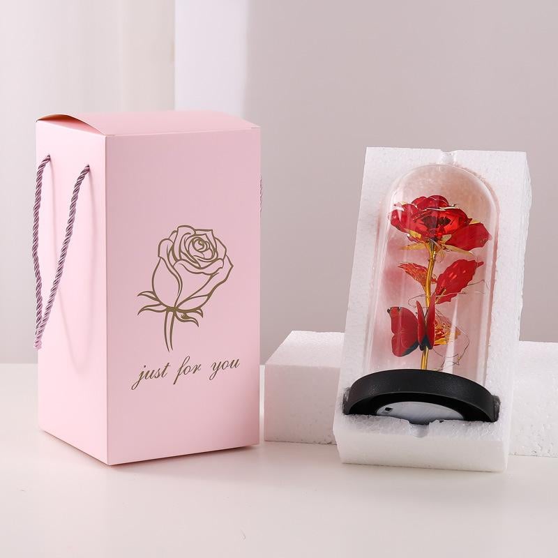🔥Last day 49% discount – 🌹Eternal butterfly rose in glass dome with LED lighting✨
