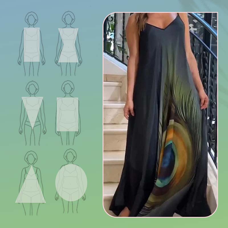 Loose-fitting Maxi Dress With Spaghetti Straps And Floral Print