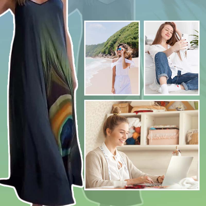 Loose-fitting Maxi Dress With Spaghetti Straps And Floral Print