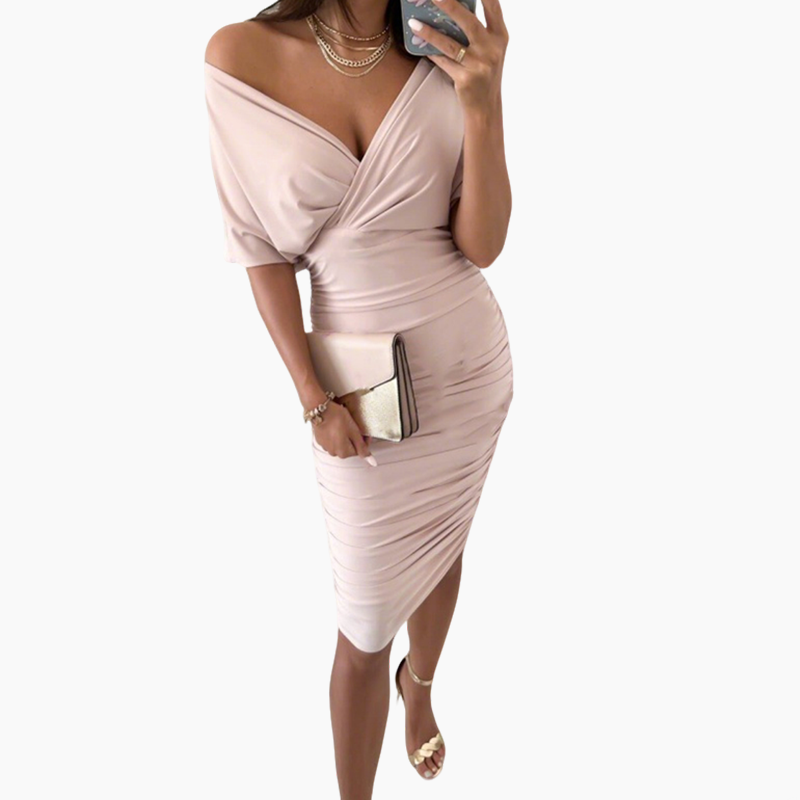 Sexy Bodycon Dress With Ruffles And V-Neck For Women