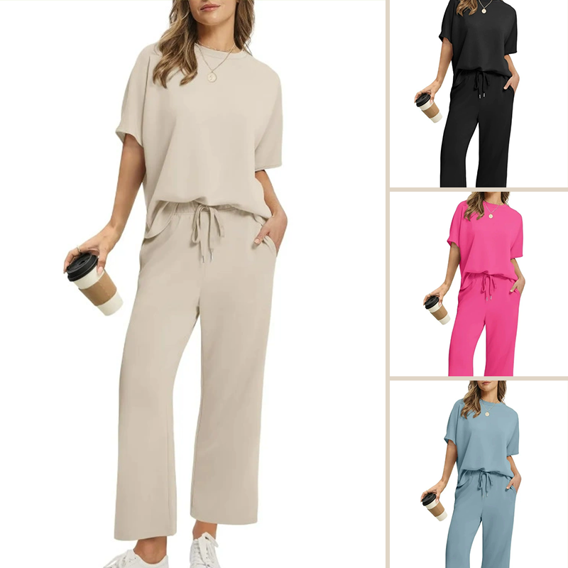 Comfortable women's 2-piece set: stretchy top & pants – timeless combinations