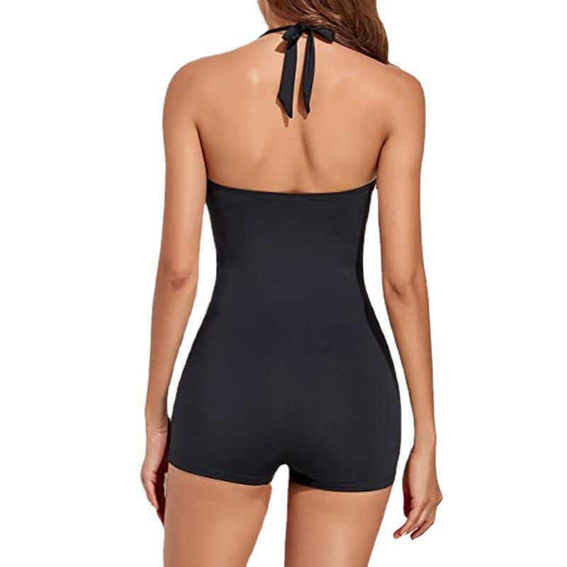 Women's sexy Halter One-Piece Boxer Swimsuit