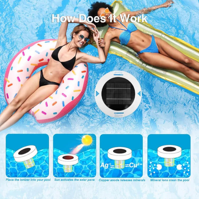 Solar Swimming Pool Disinfection Tool-Crystal-clear pool – without chemicals, with solar power! 🌞SOLAR POOL IONIZER FOR CRYSTAL-CLEAR WATER