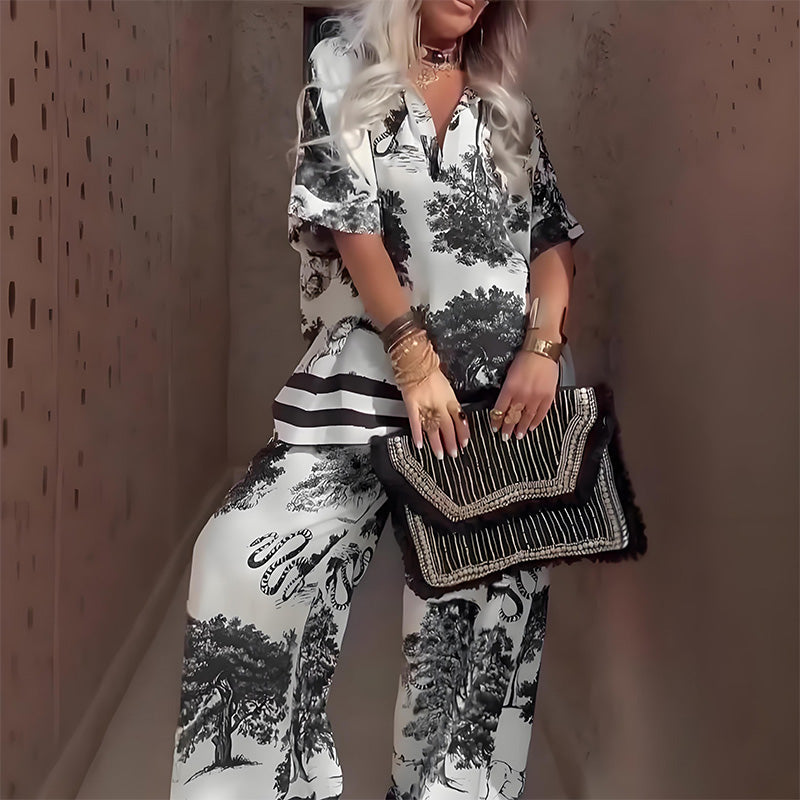 ๐ฅ๐Two Piece Set With V-Neck Top And Pants