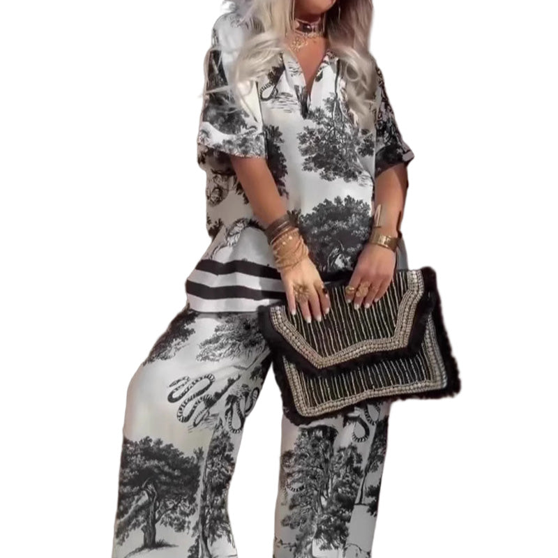 ๐ฅ๐Two Piece Set With V-Neck Top And Pants