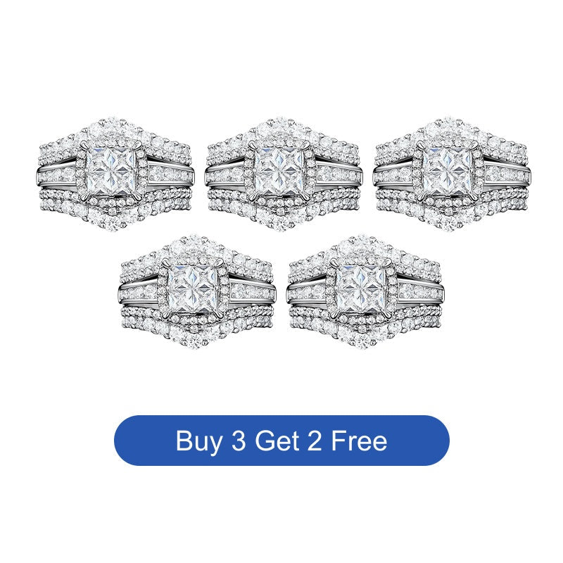 š LIMITED-TIME 50% OFF! š„ Women's Princess Cut Cubic Zirconia Filled Ring ā Pave Setting, Multi-Layer Band, Sparkle āØ