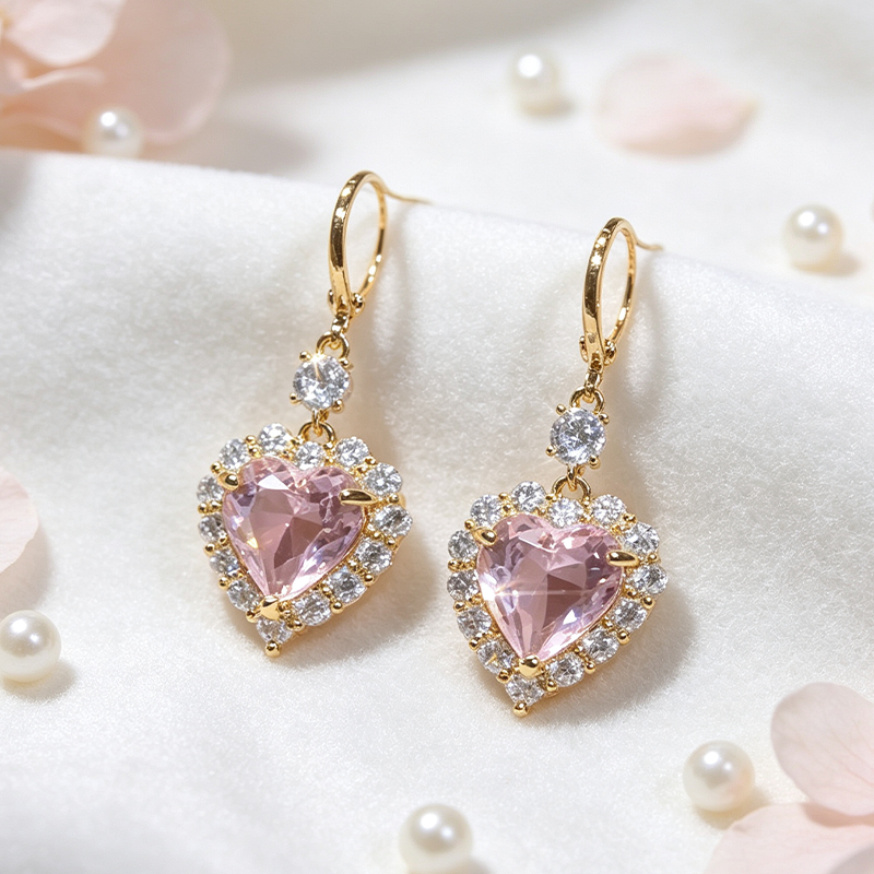 50% OFF !! Sparkling Heart-Shaped Drop Earrings