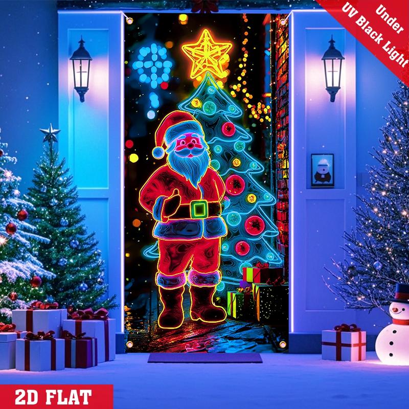 Fluorescent Christmas Door Cover Party Banner
