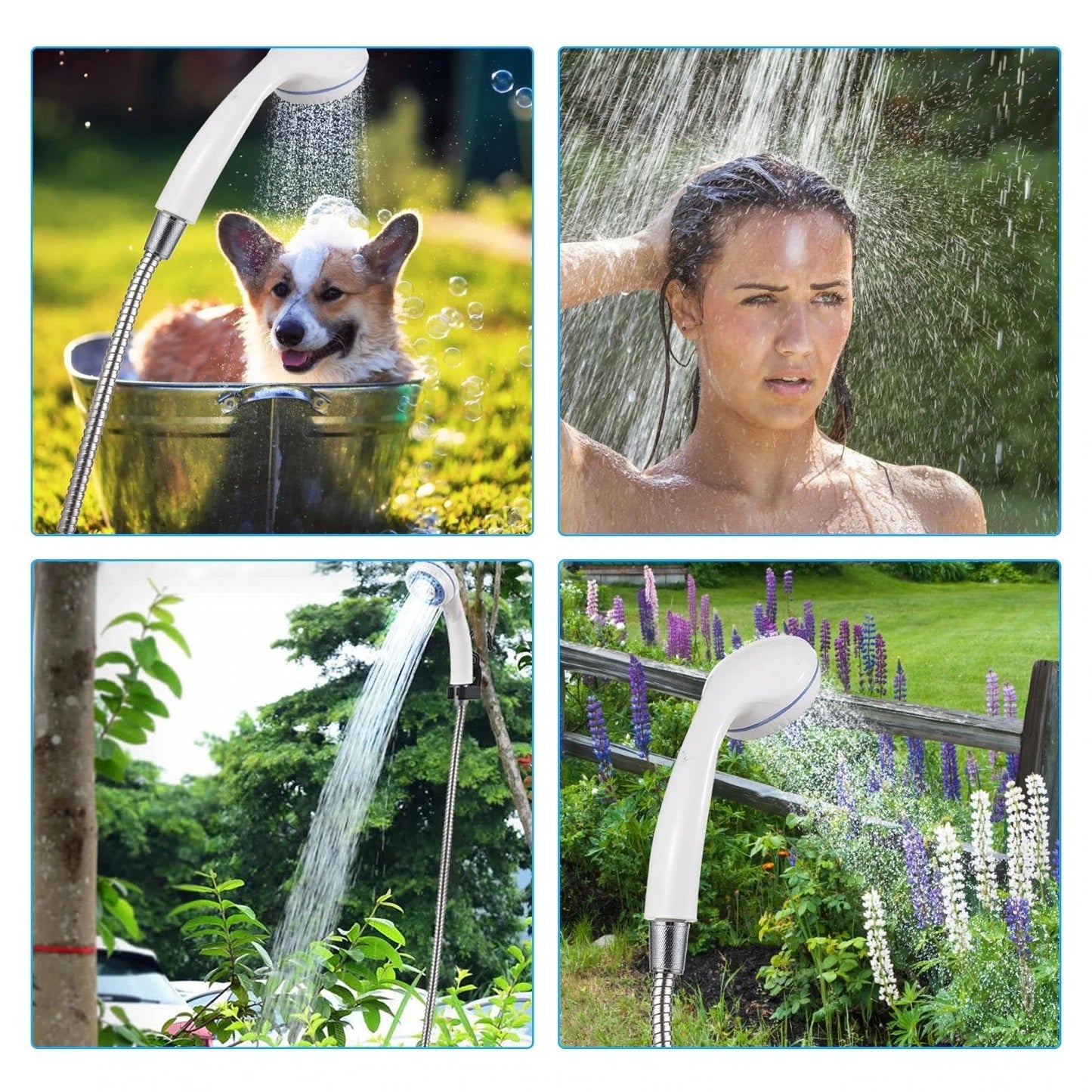 🚿 Stay fresh outdoors - Portable camping shower with adjustable flow - For easy and convenient outdoor cleaning!
