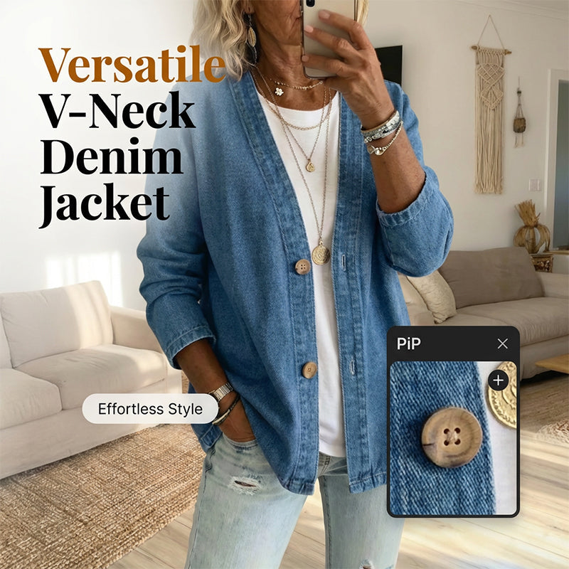 ⏳ Classic Women's Button-Front Denim Jacket