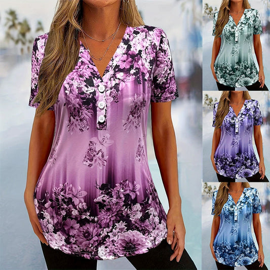 👚 50% OFF! 🌸 Elegant Women's Short-Sleeve Top with Floral Print – Lightweight Fabric, Romantic Design & Perfect for Warm Days ☀️