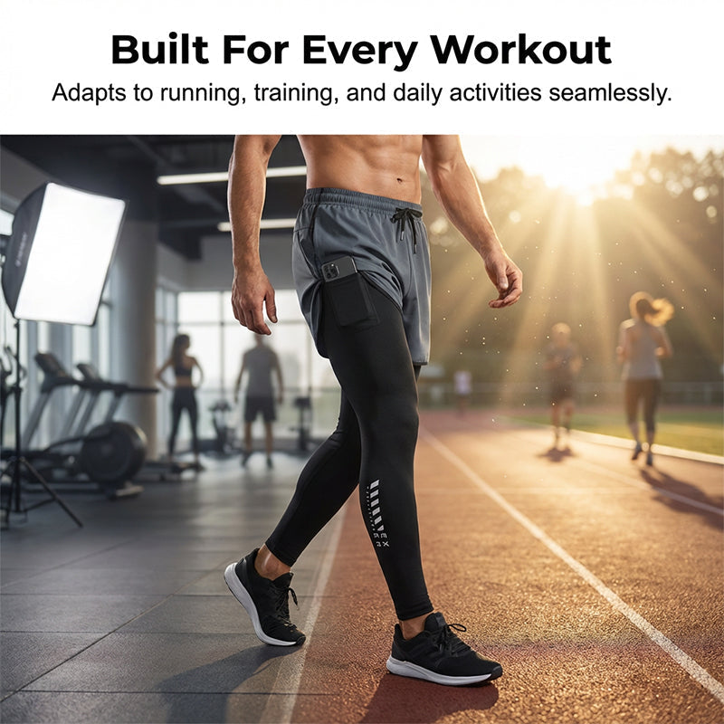 Men's 2-in-1 Running Tights with Shorts – Compression, Quick-Dry ✨