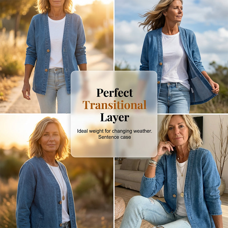 ⏳ Classic Women's Button-Front Denim Jacket