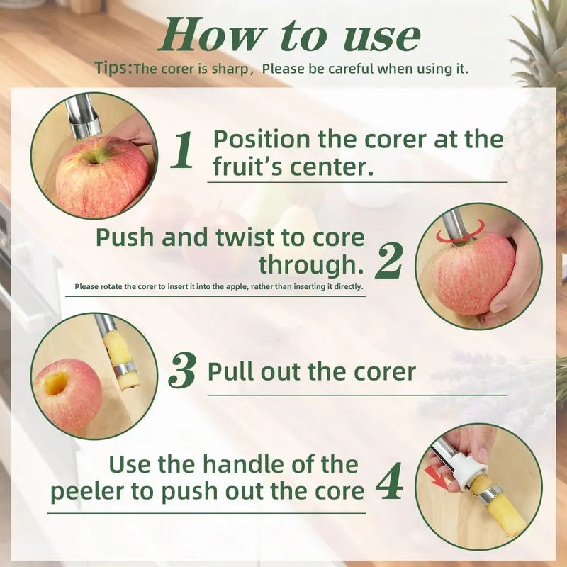 🍎 2-in-1 Stainless Steel Apple Corer Tool: 1-Motion Fruit Core Remover! ✨