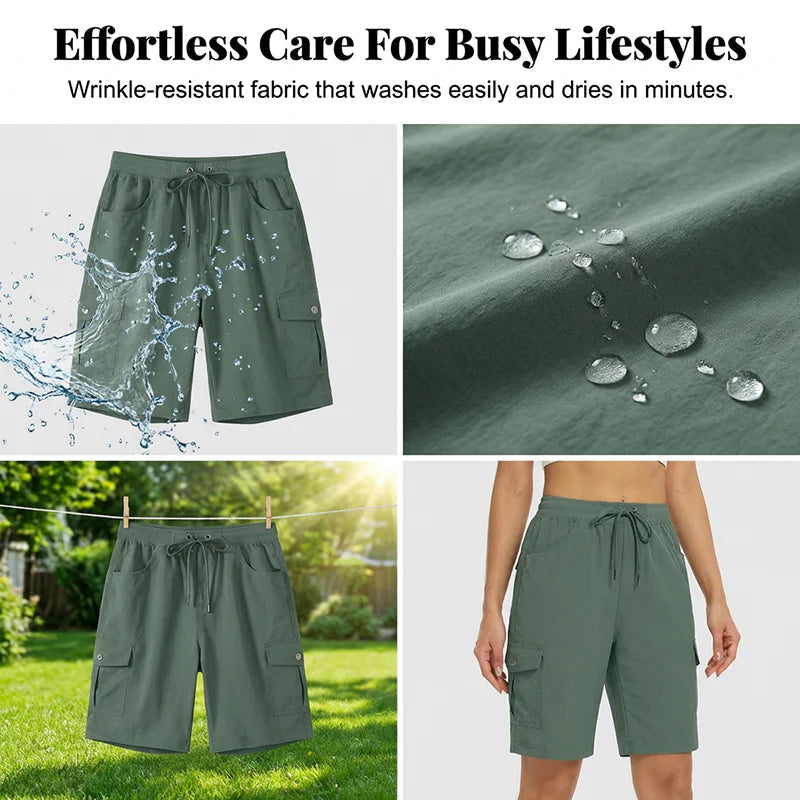 Women's Cargo Shorts – Quick-Drying with Practical Pockets – Comfortable & Functional for Leisure & Travel