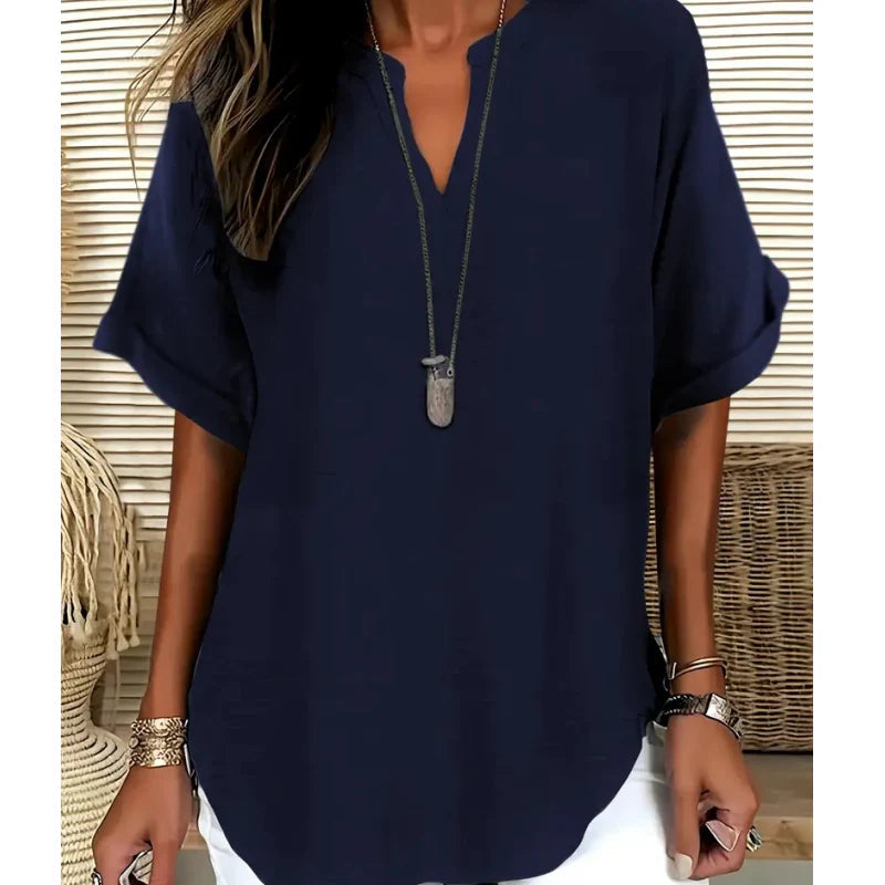 🌸 Spring Sale: 50% OFF 👕 Stylish, Loose-Fit Solid-Color Short-Sleeve Top