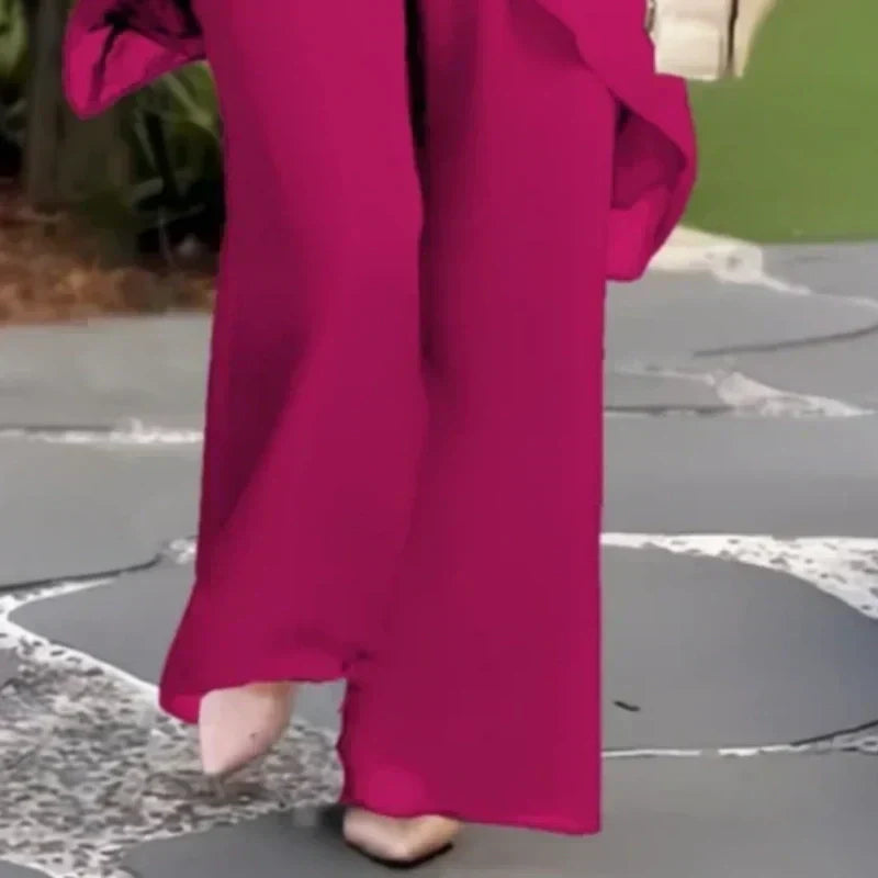 Charming Irregular Top & Wide Leg Pants Set – Asymmetrical Hem, Flowy Double Layer & All-Day Elegance 👗✨
