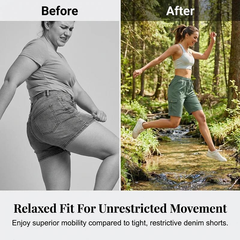Women's Cargo Shorts – Quick-Drying with Practical Pockets – Comfortable & Functional for Leisure & Travel