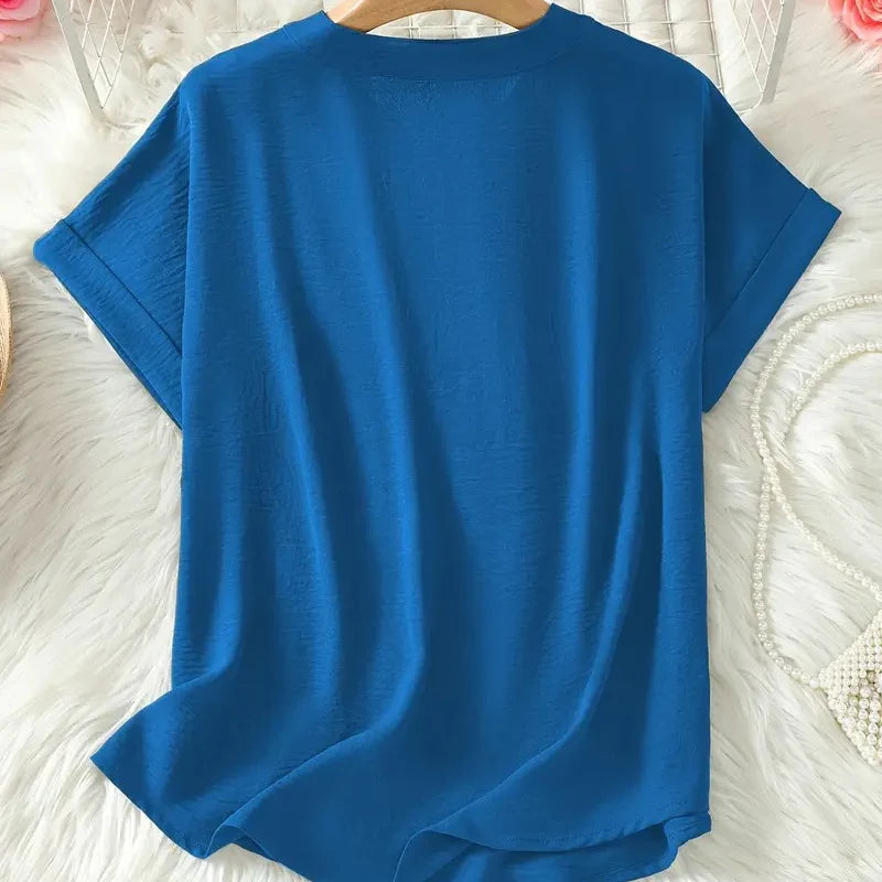 🌸 Spring Sale: 50% OFF 👕 Stylish, Loose-Fit Solid-Color Short-Sleeve Top