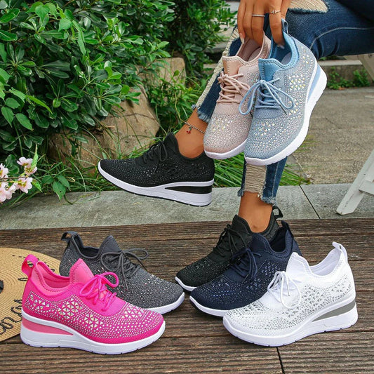 👟 50% OFF! ✨ Breathable mesh sneakers with rhinestone embellishments – Sparkling design, lightweight ventilation & non-slip sole 💎