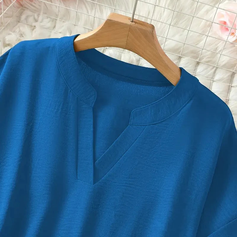🌸 Spring Sale: 50% OFF 👕 Stylish, Loose-Fit Solid-Color Short-Sleeve Top