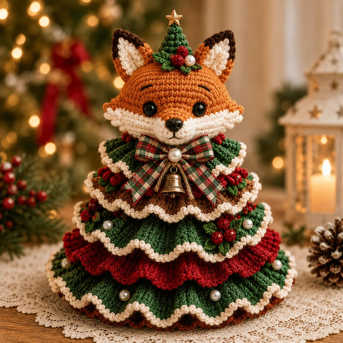 🔥🎄Crochet Animal Christmas Tree DIY Kit – Stitch a Little Christmas Magic(Material kit (not finished product)