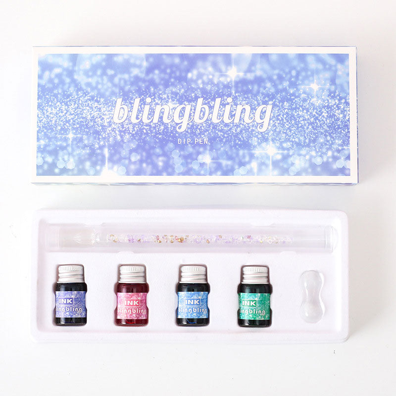 Glass pen with shimmering ink set