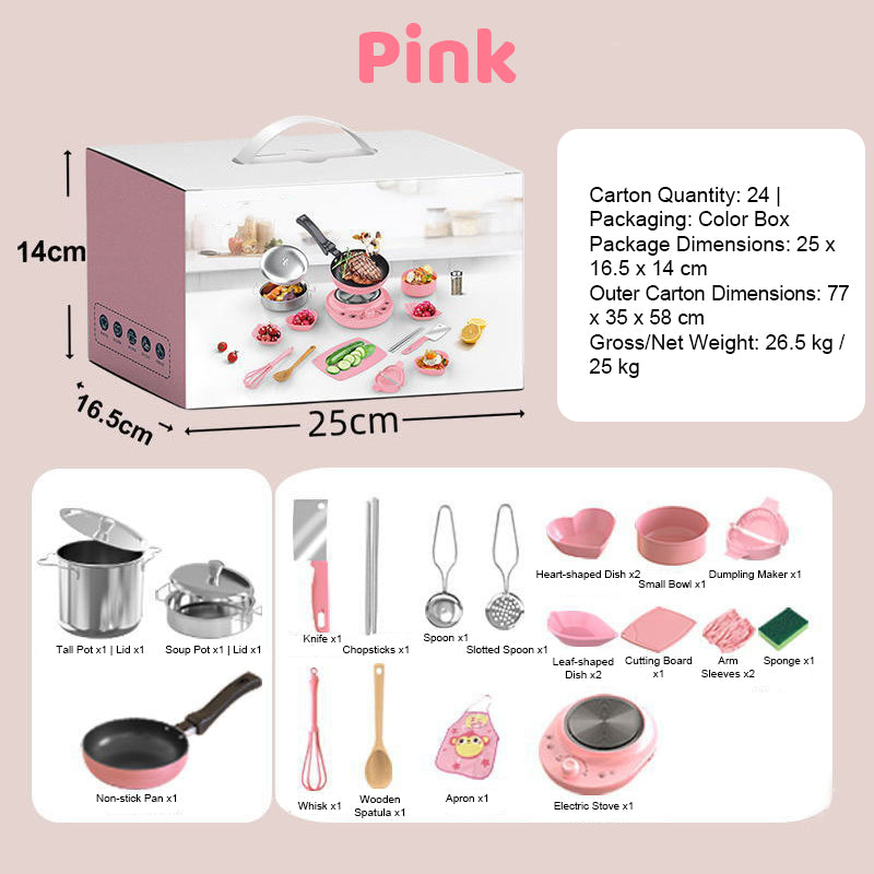🎁[Best Gift For Kid]🍳Children's Real Cooking Mini Kitchen Toys - 22 PCS Set