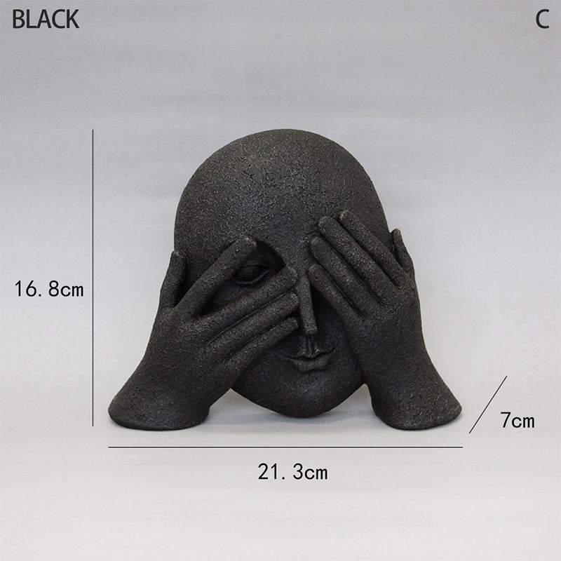 🗿 "Three Nos" Human-Face Home Decor Ornament