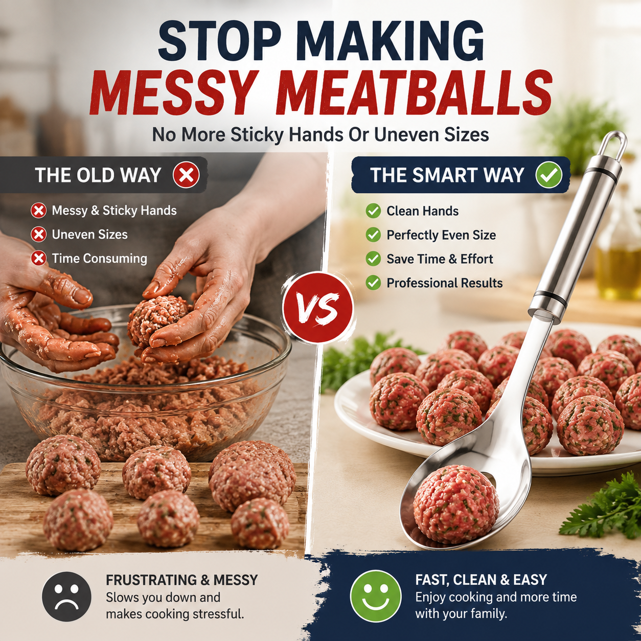 🍝🥄Stainless Steel Meatball Spoon – Make perfect meatballs without getting your hands dirty