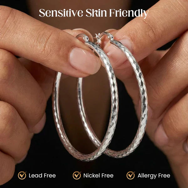 🎉BUY 1 GET 1 FREE🎁Diam🎉 BUY 1 GET 1 FREE 🎁 Diamond-Cut Hoop Earrings for Women – Elegant, Sparkling 💎ond-Cut Hoop Earrings for Women