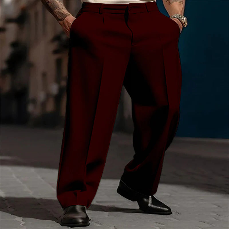 Men’s Casual Pleated Wide-Leg Pants – Breathable Polyester, Modern Silhouette & Functional Pockets 👖✨