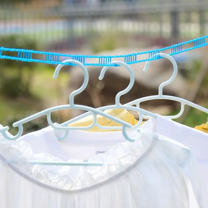 🔥Last Day 50% OFF - Adjustable Windproof Clothesline with Hooks - Portable Heavy Duty Travel Laundry Line for Outdoor, Backyard, Camping & Indoor Drying