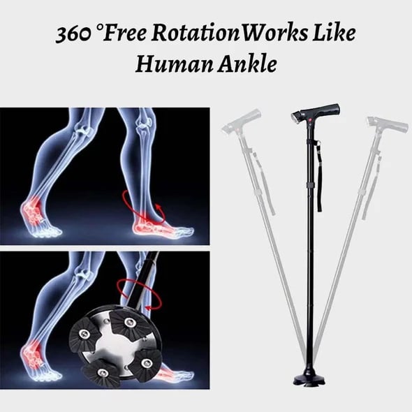 A new type of foldable crutch with LED lights 🦯